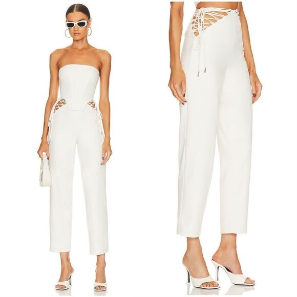 Camila Coelho White Cropped Jumpsuit - Picture 1 of 11